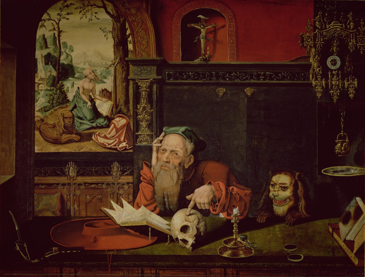 Sankt Hieronymus meditation af Quentin Massys or Metsys