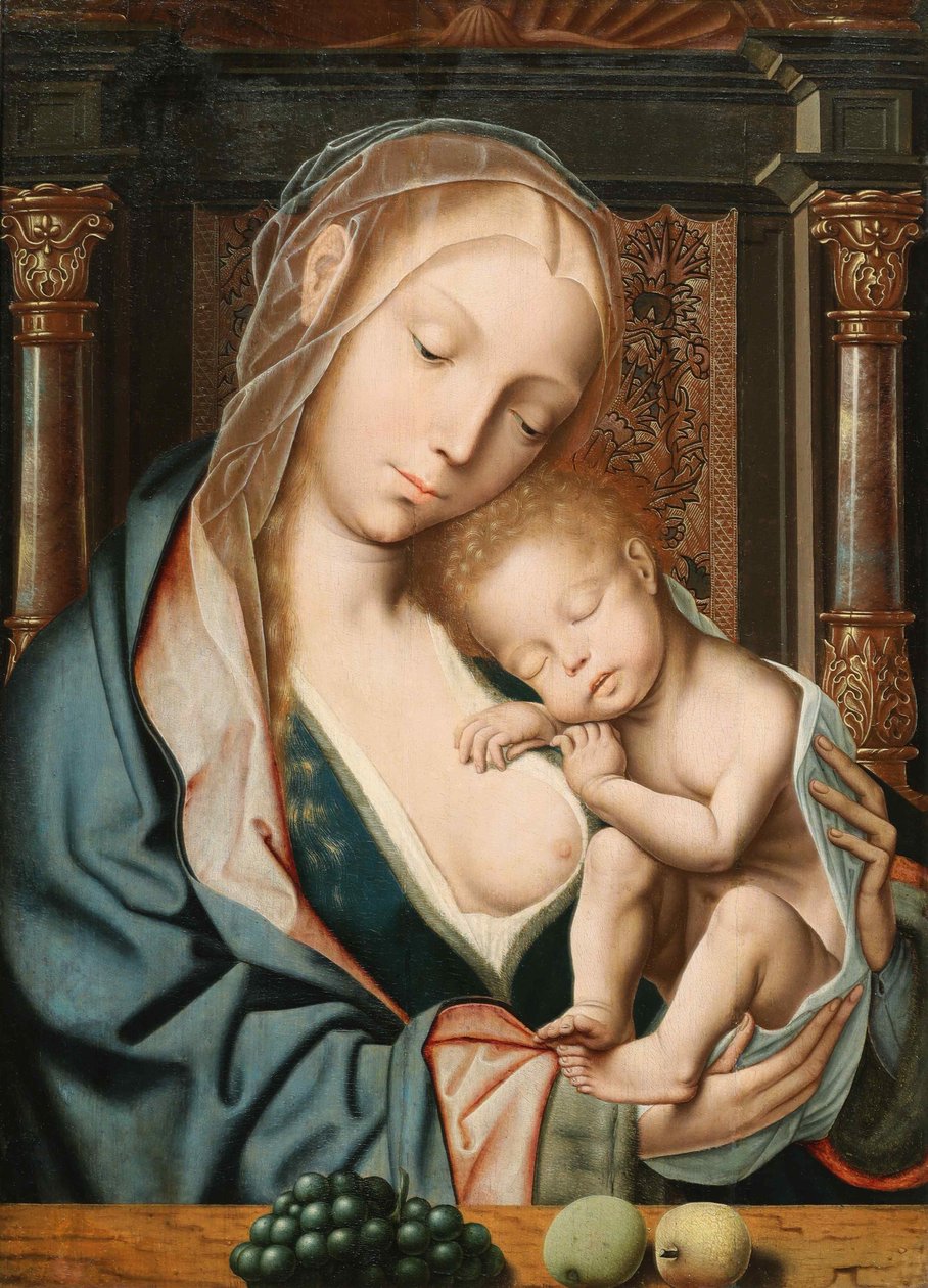 La Vierge aux rosiner Jomfru med en klase druer, 1500-tallet. af Quentin . Massys