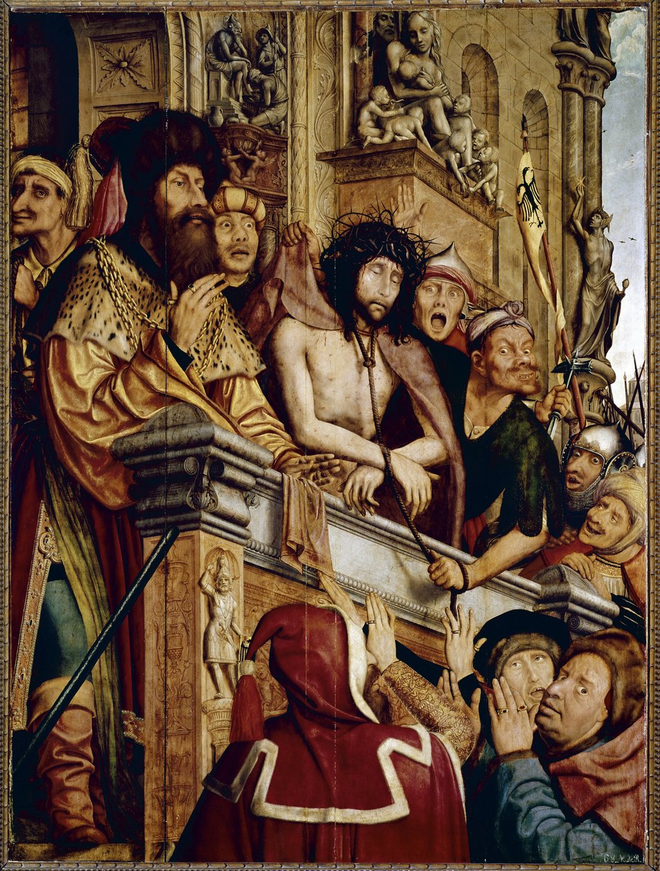 Ecce Homo, Kristus præsenteret for folket. (olie på panel af Quentin Massys or Metsys
