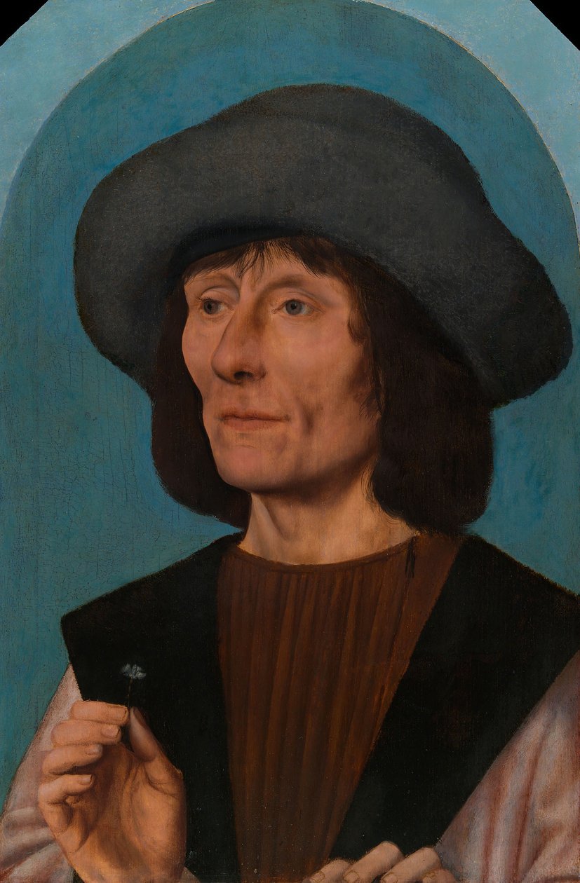 Portræt af en mand med en lyserød, 1504-14 af Quentin Massys or Metsys