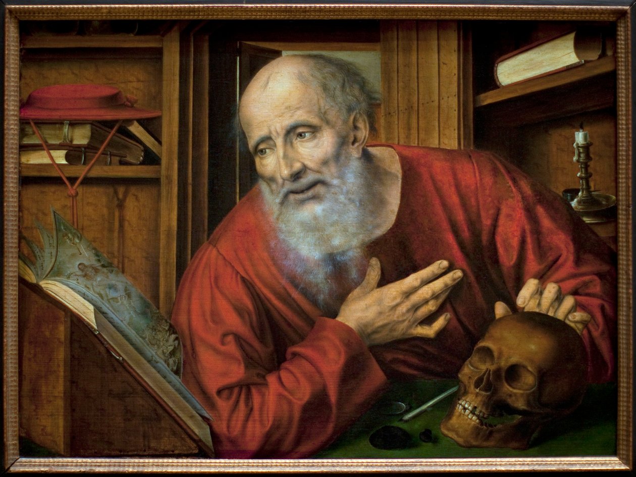 Sankt Hieronymus i sin celle. Maleri af Quentin Metsys (Quinten Massys) (1466-1530), første halvdel af det 16. århundrede, flamsk primitiv kunst. Kunsthistorisches Museum, Wien, Østrig. af Quentin Massys or Metsys