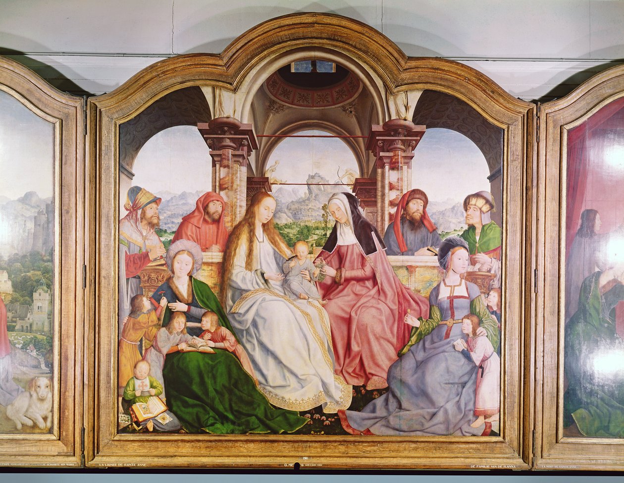 Det hellige slægtskab eller St. Annes altertavle, detalje af centralpanelet, 1509 af Quentin Massys or Metsys