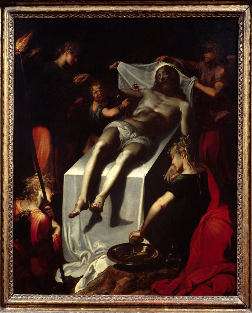 Kristi begravelse (grav). Maleri af Quentin Varin (1570-1634), efter 1600. olie på lærred. Mål: 0,84 x 0,67 m. Paris, Musée du Louvre. af Quentin Varin