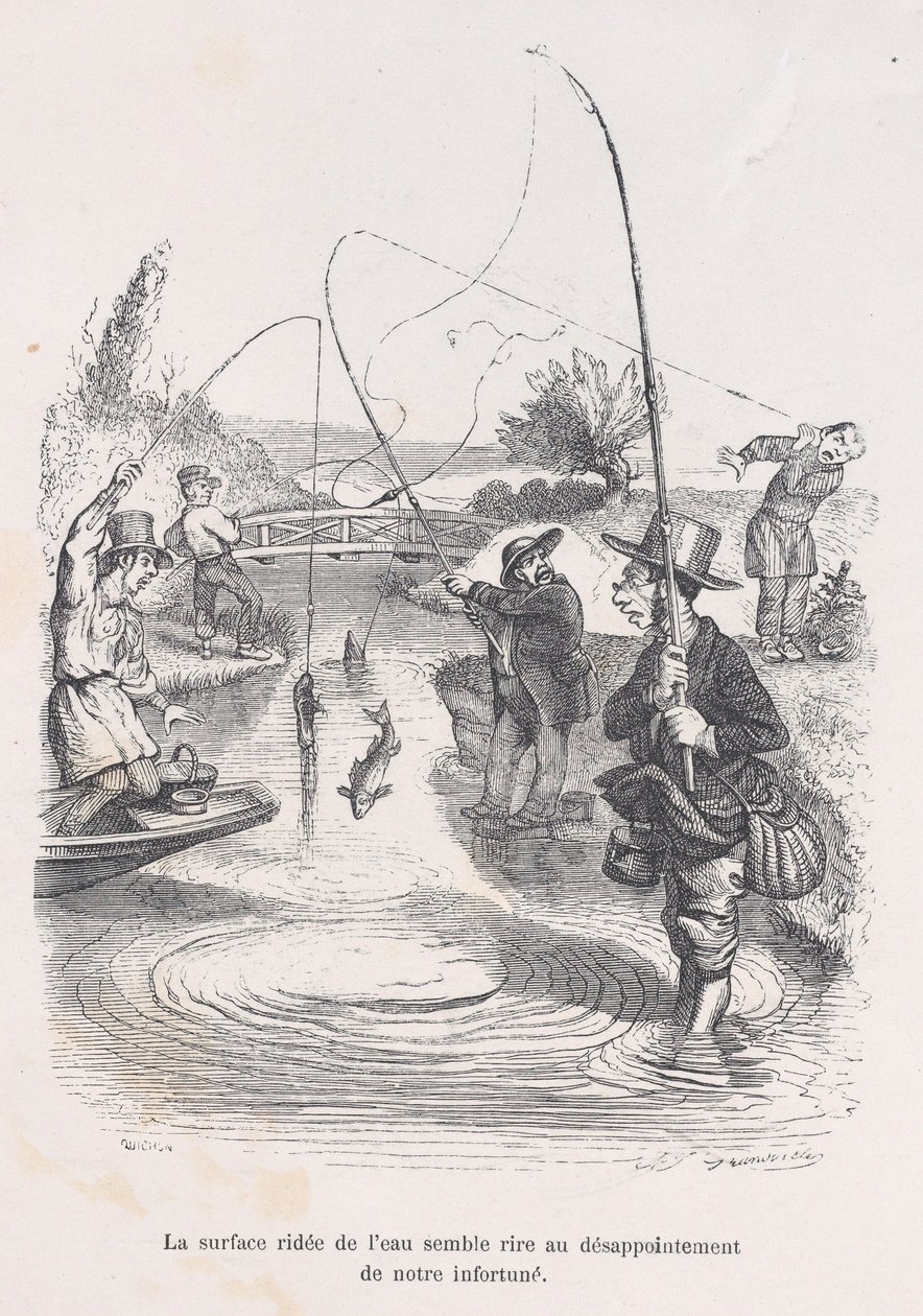 Det rislende vand ser ud til at håne vores ulykke. fra The Little Miserie of Human L..., 1843. af Quichon