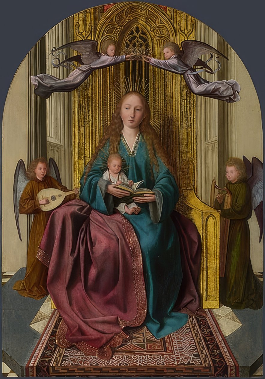 Madonna troner med barn og fire engle. Omkring 1506-09 af Quinten Massys