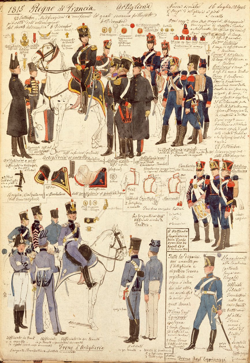 Uniformer of Artillery of Kingdom of France, af Quinto Cenni, farveplade af Quinto Cenni