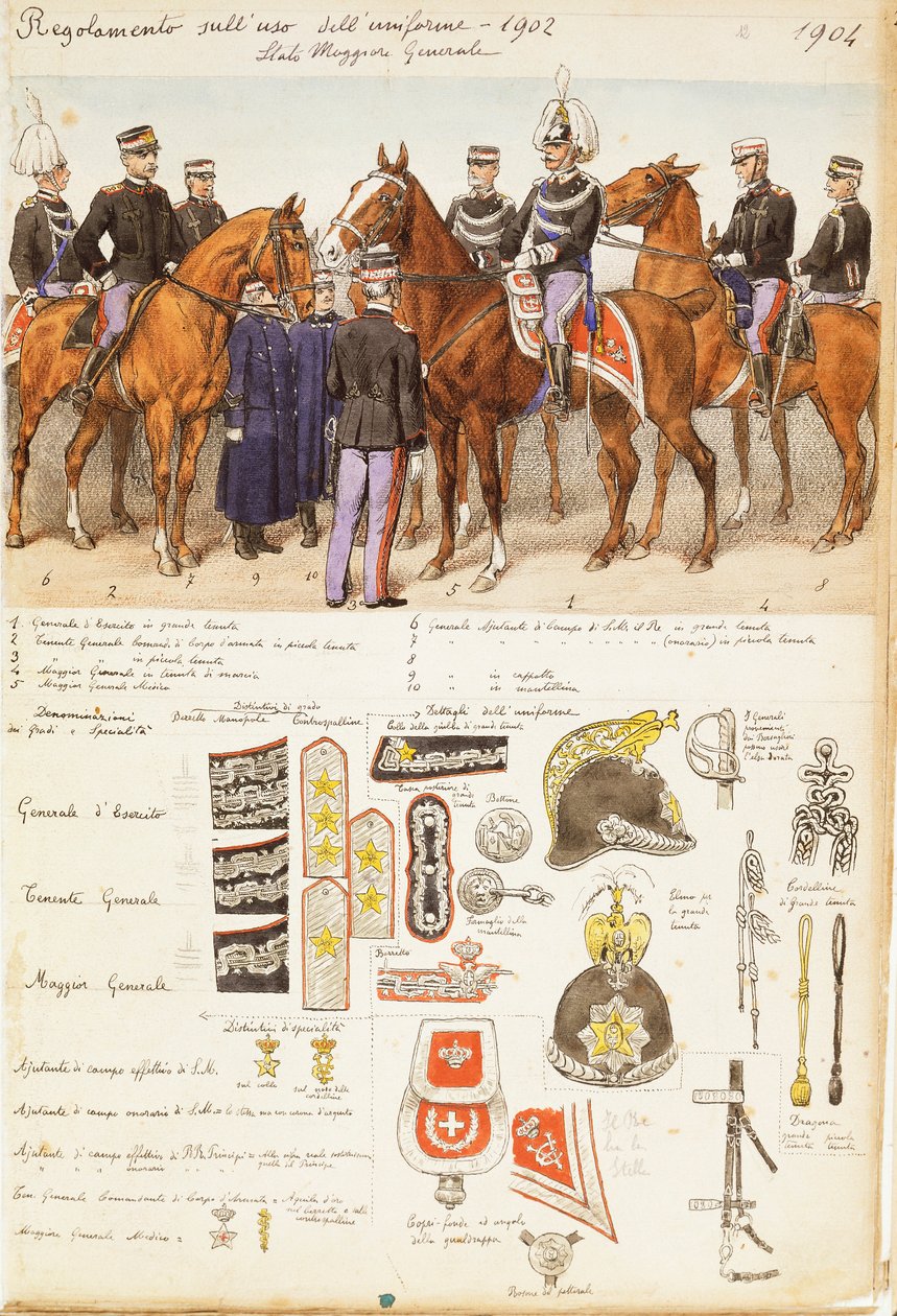 Uniformer of General Staff of Kingdom of Italy, farveplade af Quinto Cenni af Quinto Cenni