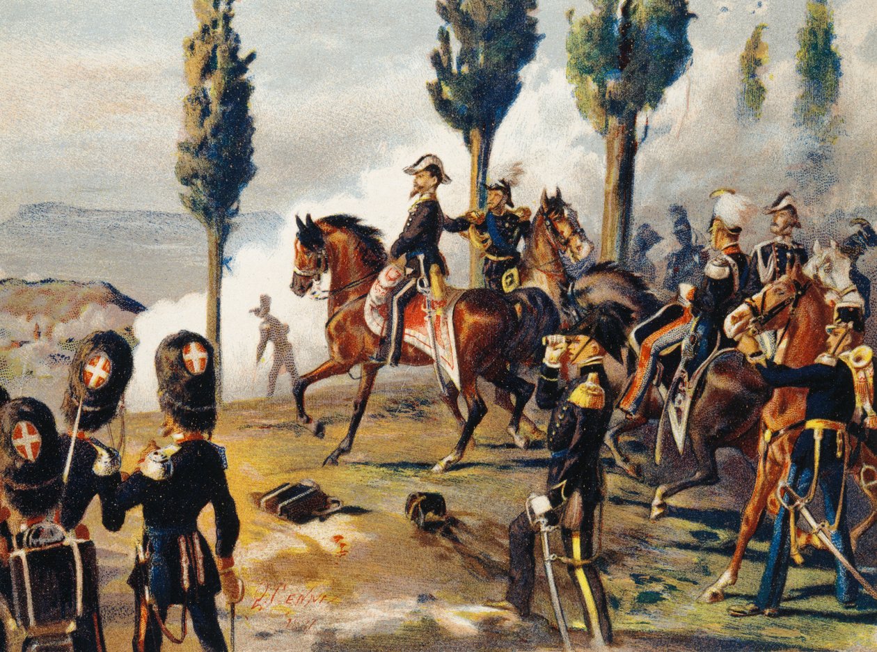 Victor Emmanuel II i slaget ved Custoza den 24. juni af Quinto Cenni