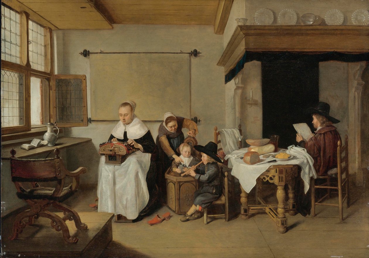 En familie i et indre af Quirijn van Brekelenkam
