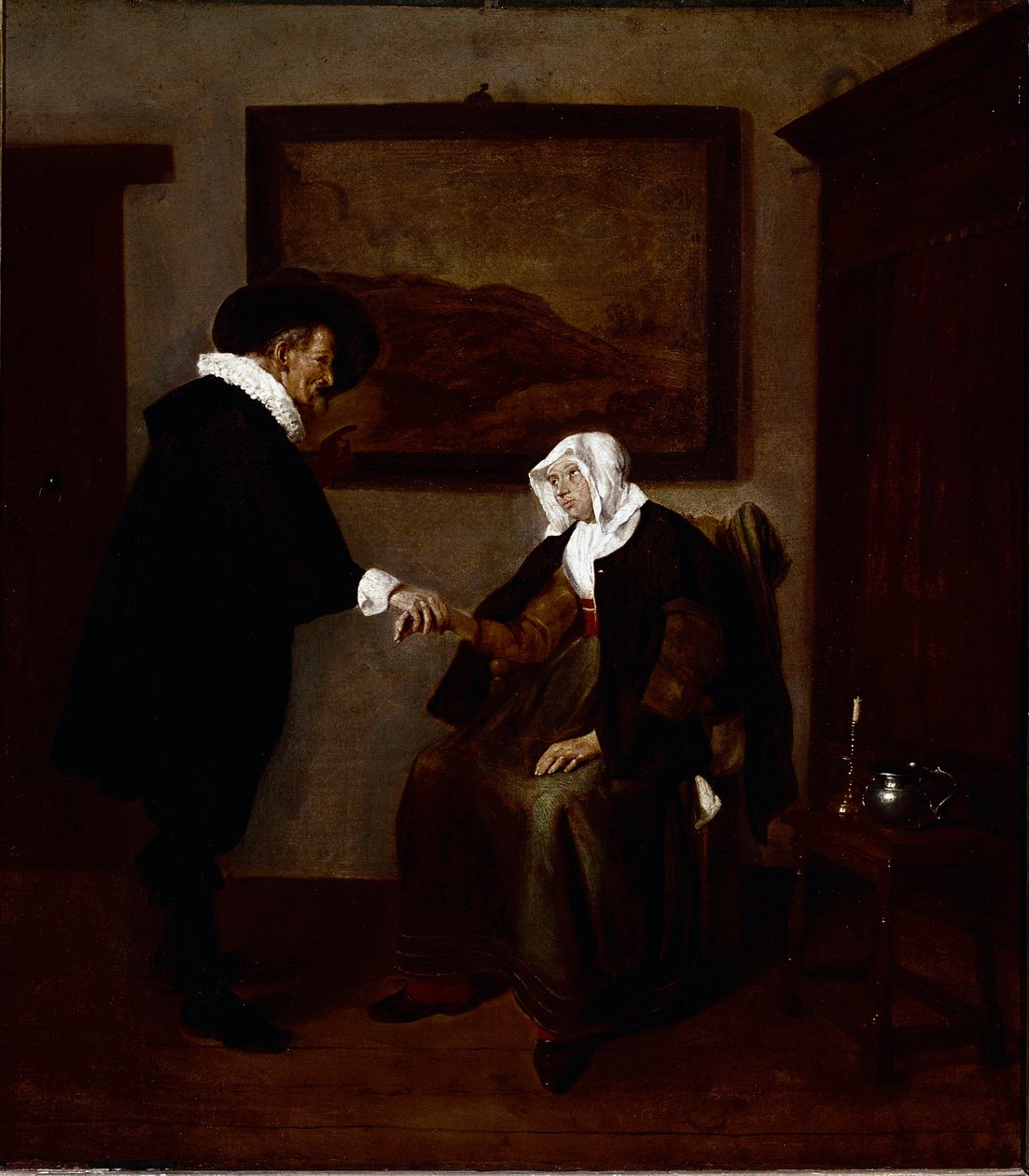 Lægebesøget (olie på lærred, ca. 1655) af Quiringh Gerritsz. van Brekelenkam