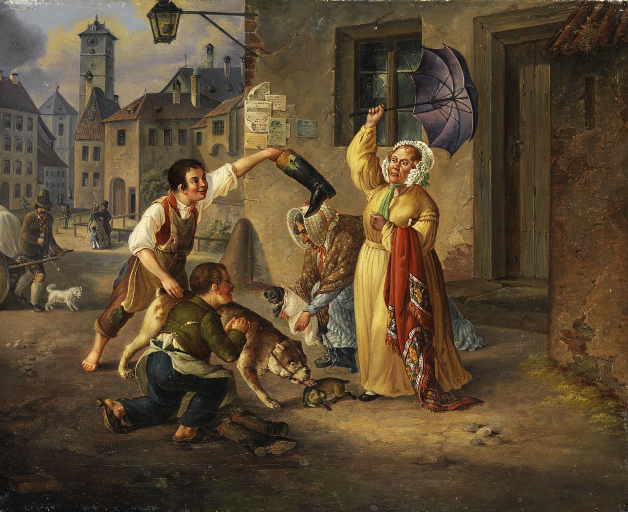 München scene med hunde af R. Ostermayer