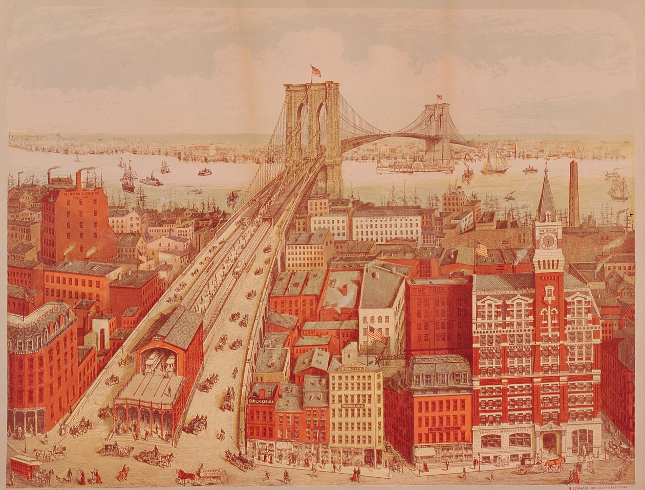 Brooklyn Bridge, ca. 1883 af R. Schwarz