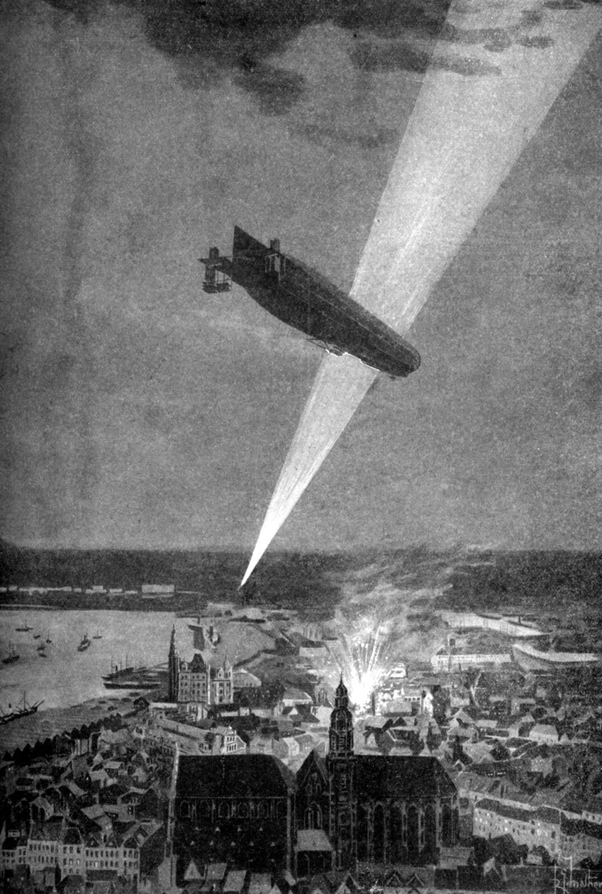 Zeppelin bombardement af Antwerpen, Første Verdenskrig, 24. august 1914. af R.G. Mathews