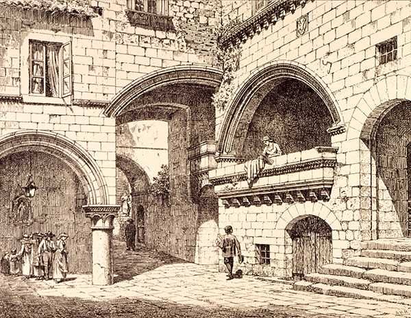 En del af Piazza San Pellegrino, Viterbo, Italien, fra 