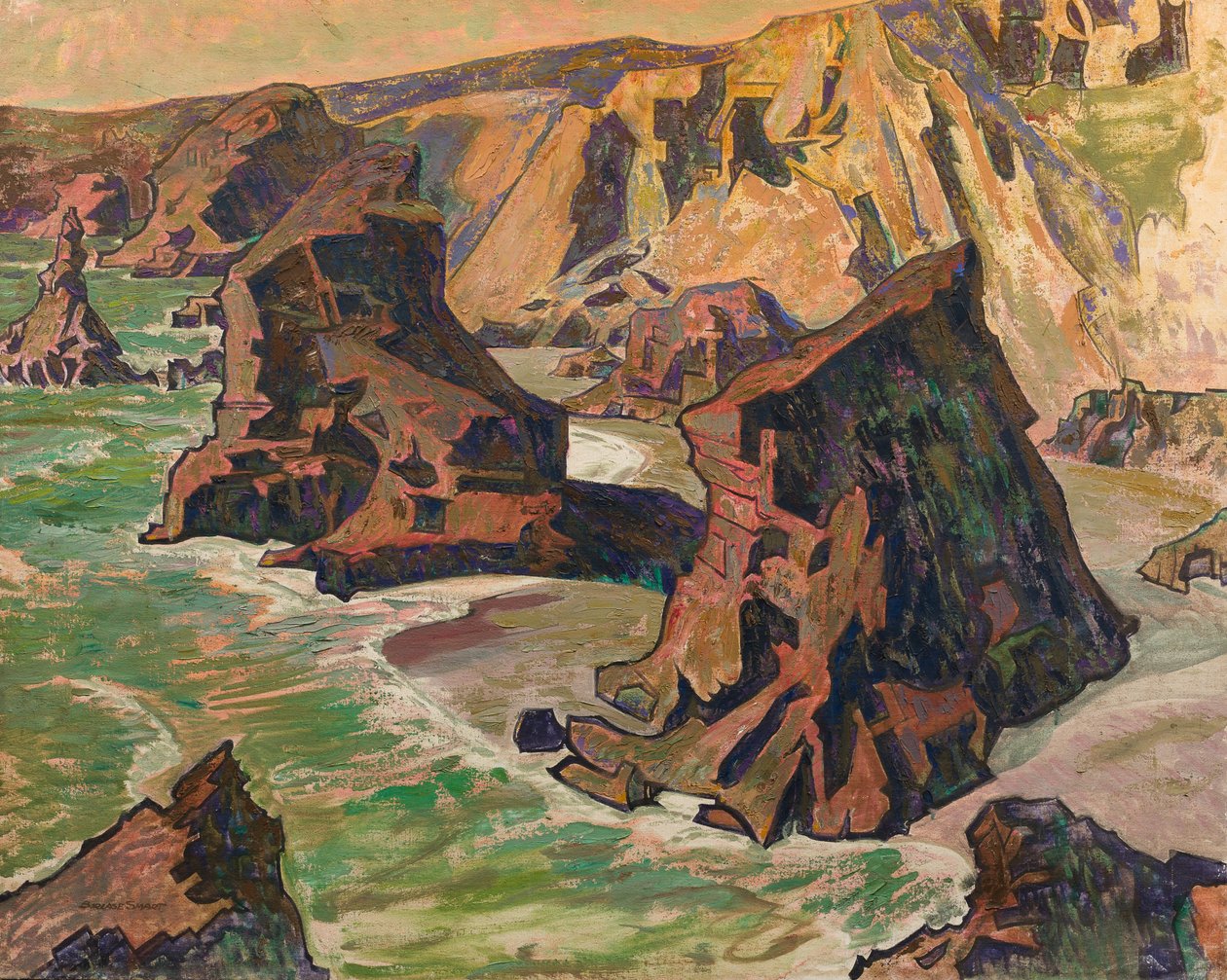 Kynance Cove (olie på lærred) af R. Borlase Smart