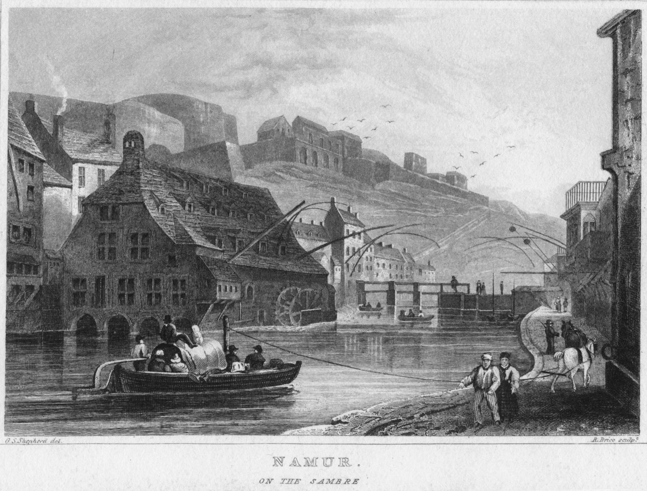 Namur. På Sambre, 1850 af R. Brice