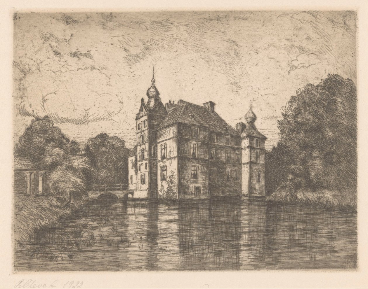Castle De Cannenburgh (original titel på objektet) af R. Cleve (signed by artist)