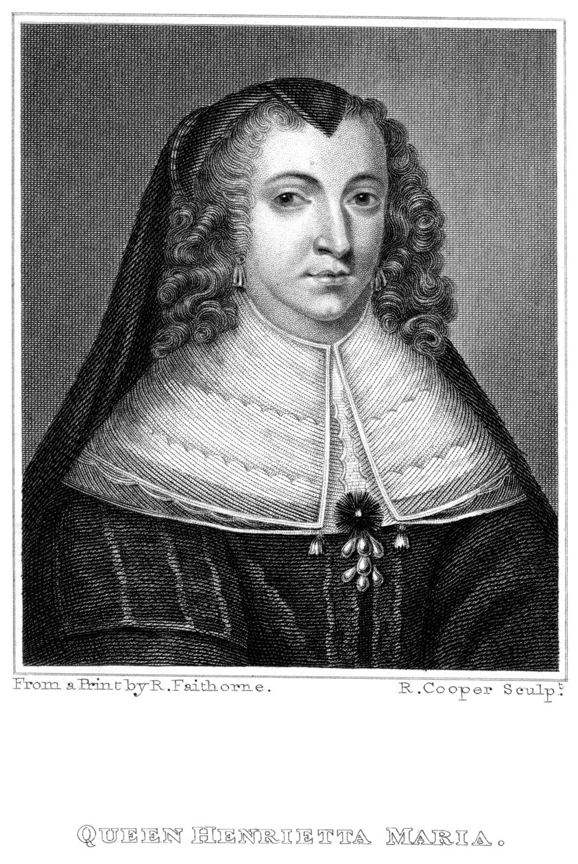 Henrietta Maria 1609-1669. dronning med kong Charles I 1600-1649, 1800-tallet. af R. Cooper