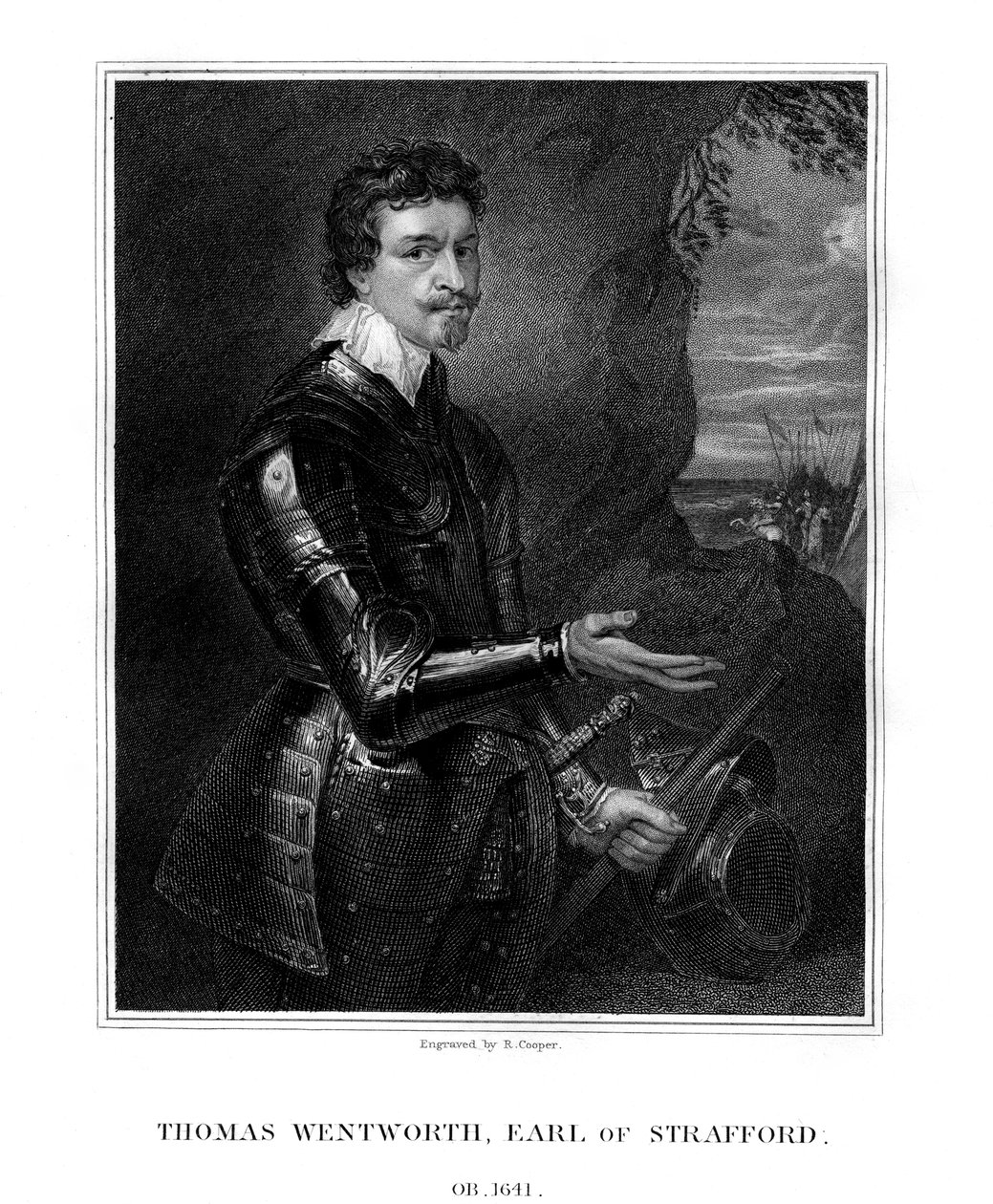 Thomas Wentworth, 1st Earl of Strafford, engelsk statsmand, 1823. af R. Cooper