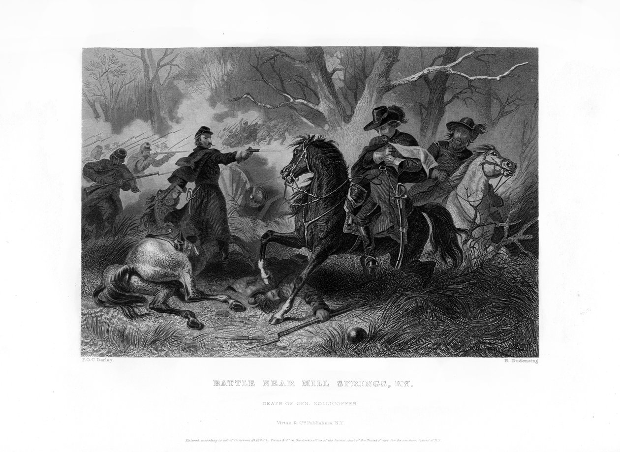 General Felix Zollicoffers død, Slaget ved Mill Springs, Kentucky, 19. januar 1862, 1862-1867. af R. Dudensing