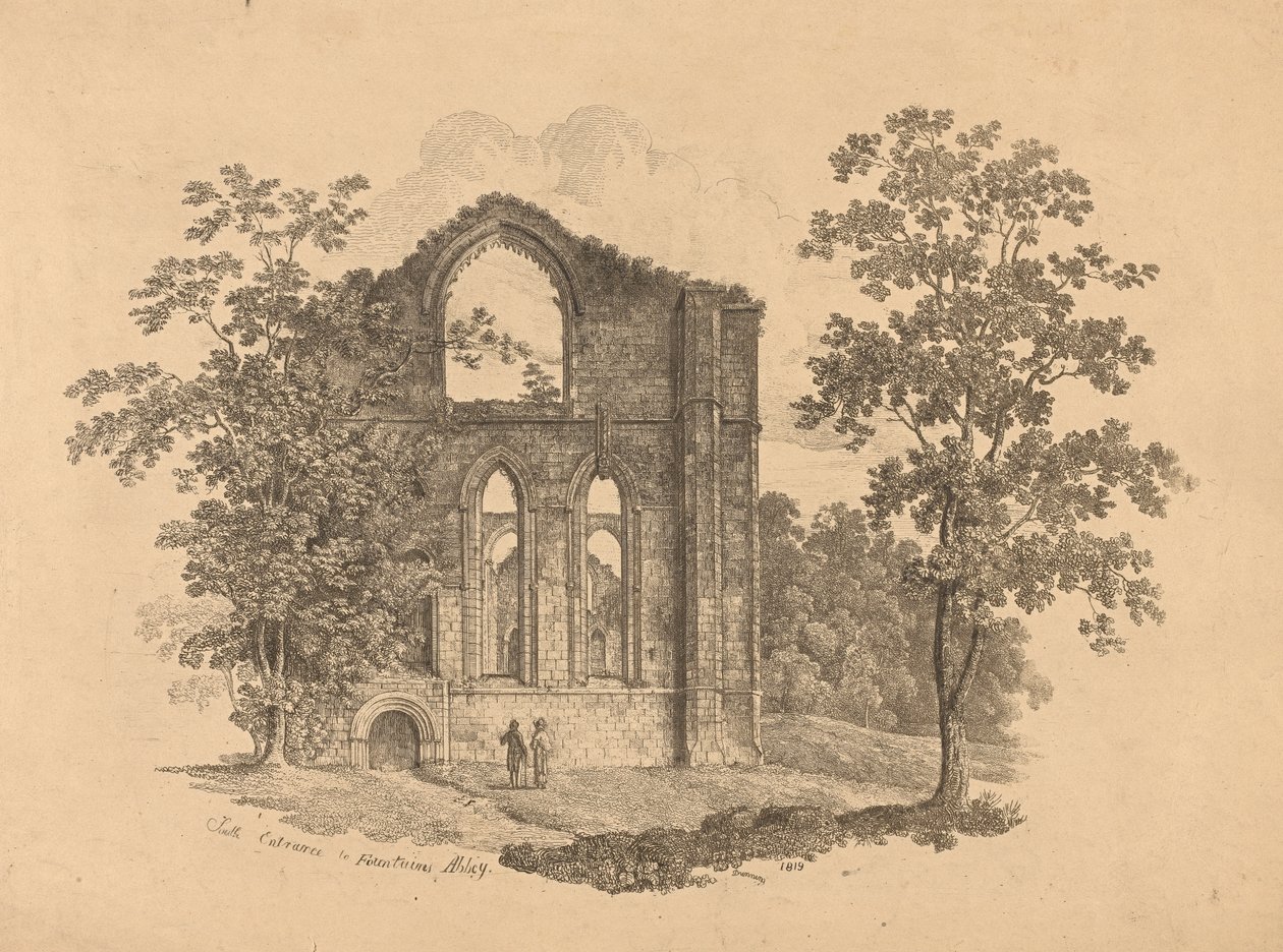 Sydindgang til Fountains Abbey af R. Dunning