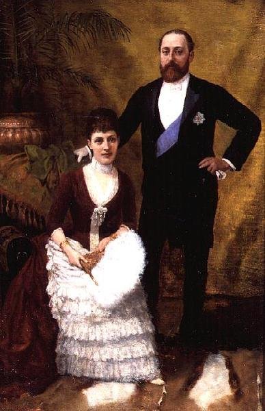 Kong Edward VII (1841-1910) og hans kone Dronning Alexandra (1844-1925) 1887 (olie på lærred) af R. Forester