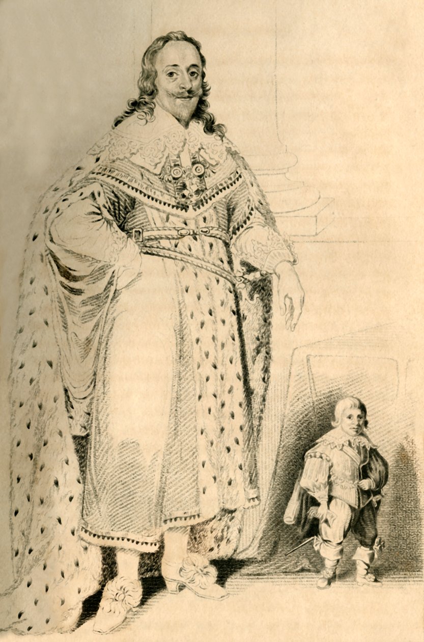 Jeffery Hudson, 30 år gammel, 18 tommer høj. - Dværg til kong Charles den Første, 1821. af R. Page