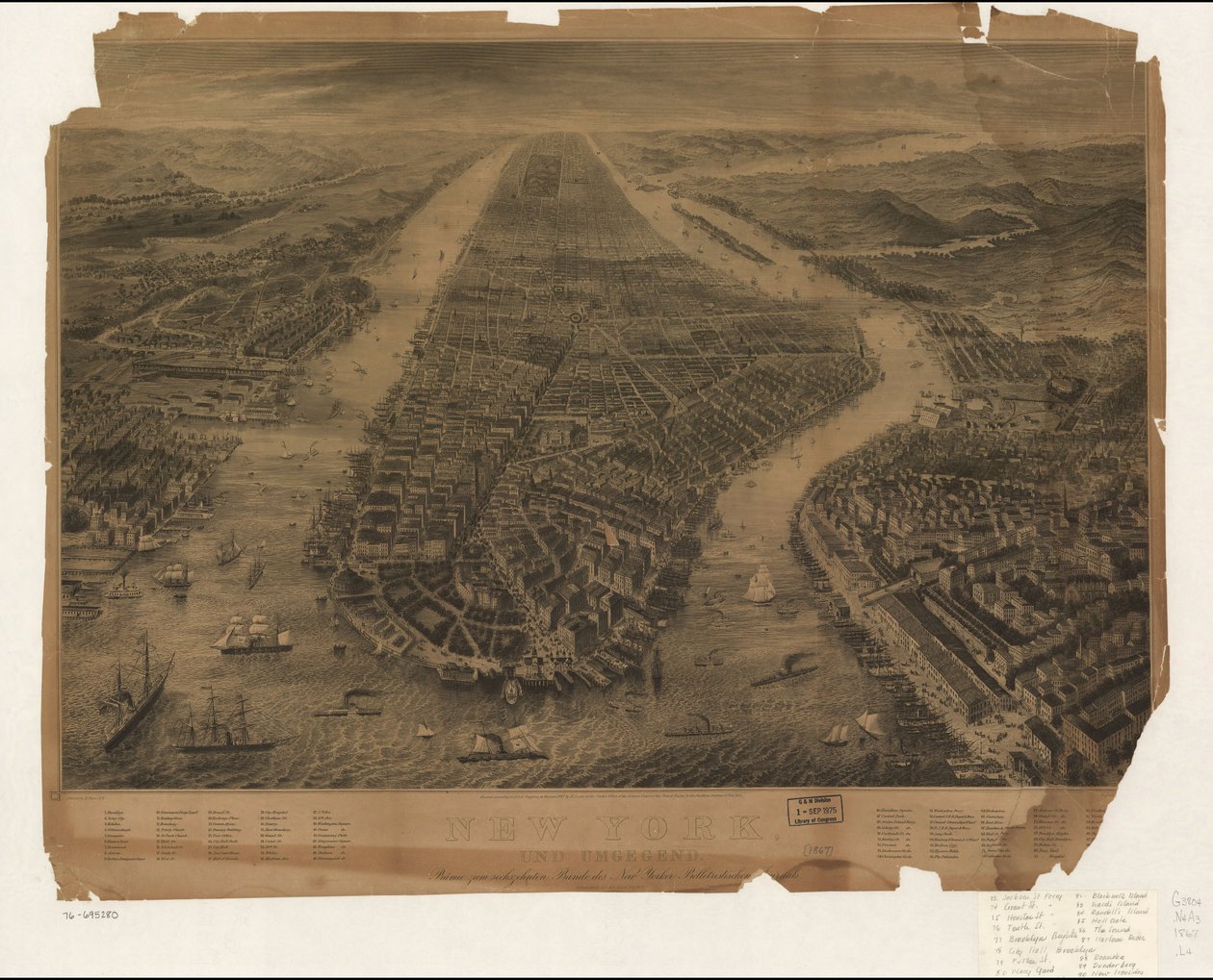 Præmie zum sechszehnten Bande des New Yorker Belletristischen [Jo]urnals. LC Panoramic maps (2. udgave), 594.7 Også tilgængelig via Library of Congress-webstedet som et rasterbillede. Indekseret for interessepunkter. LC kopi ufuldkommen af R.; Peters Lexow