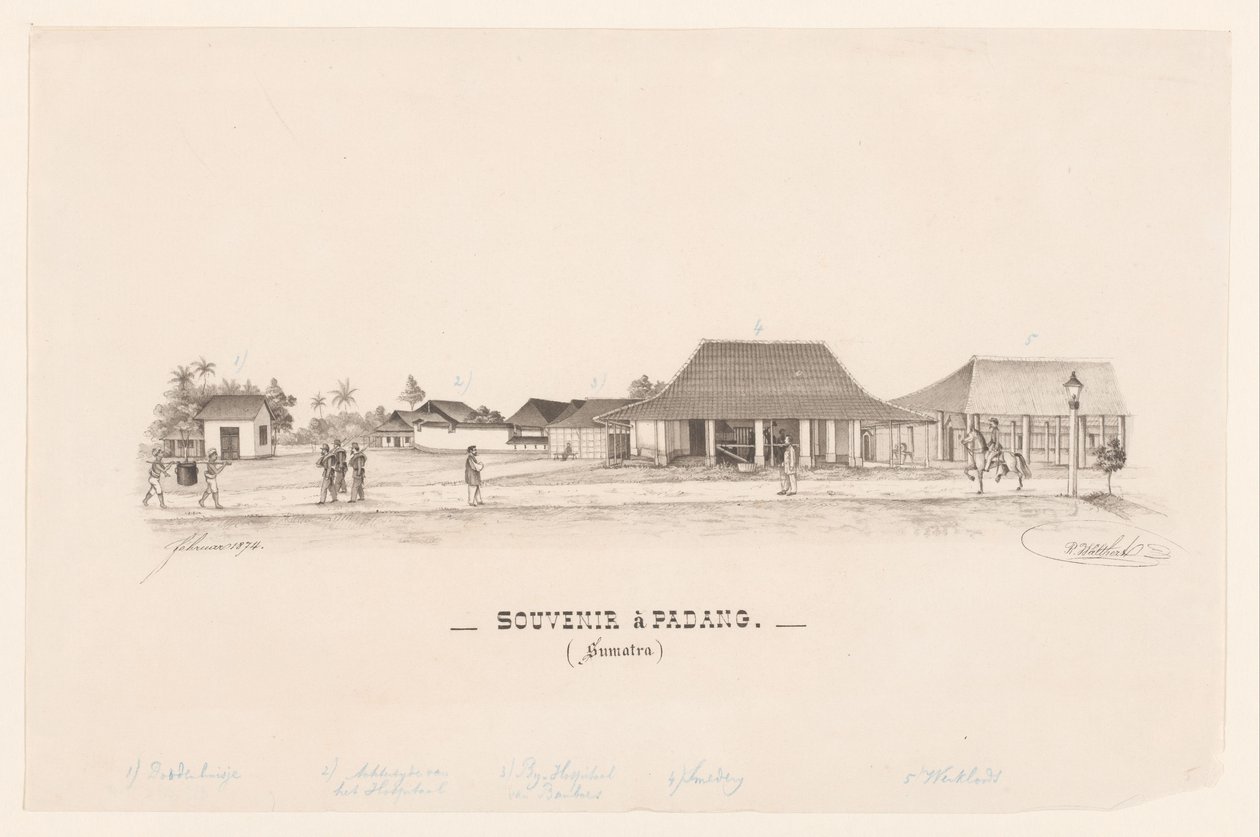 Erindring i Padang. (Sumatra) (titel på objekt) af R. Walthert (signed by artist)