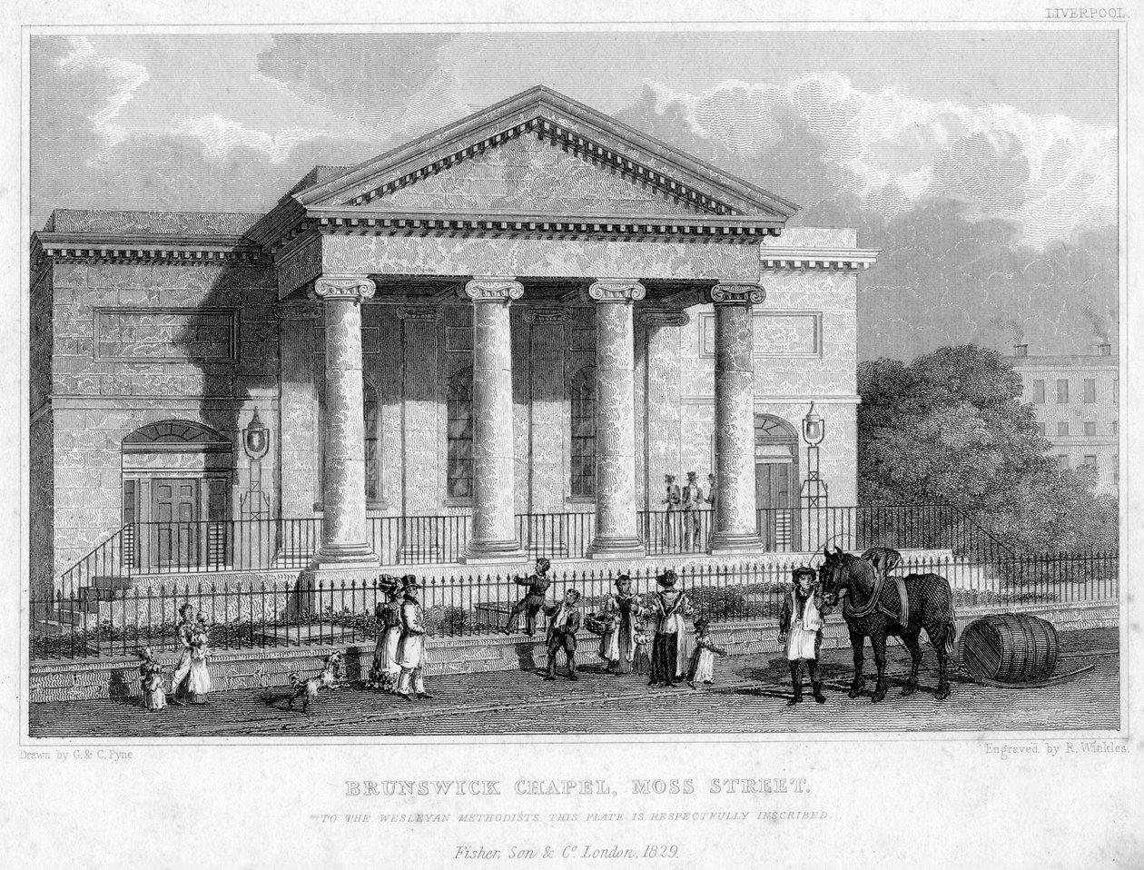 Brunswick Chapel, Moss Street, Liverpool, 1829. af R. Winkles