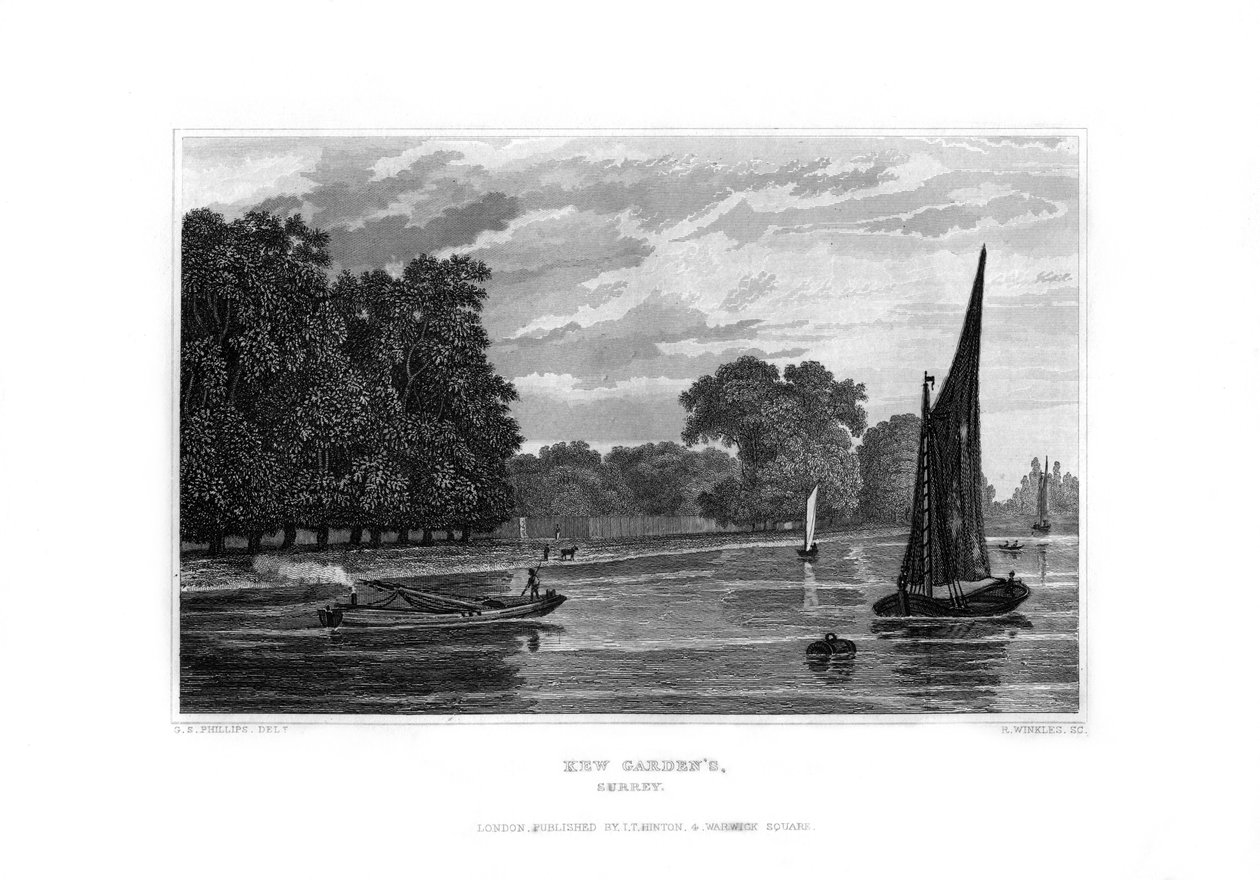 Kew Gardens, London, 1829. af R. Winkles