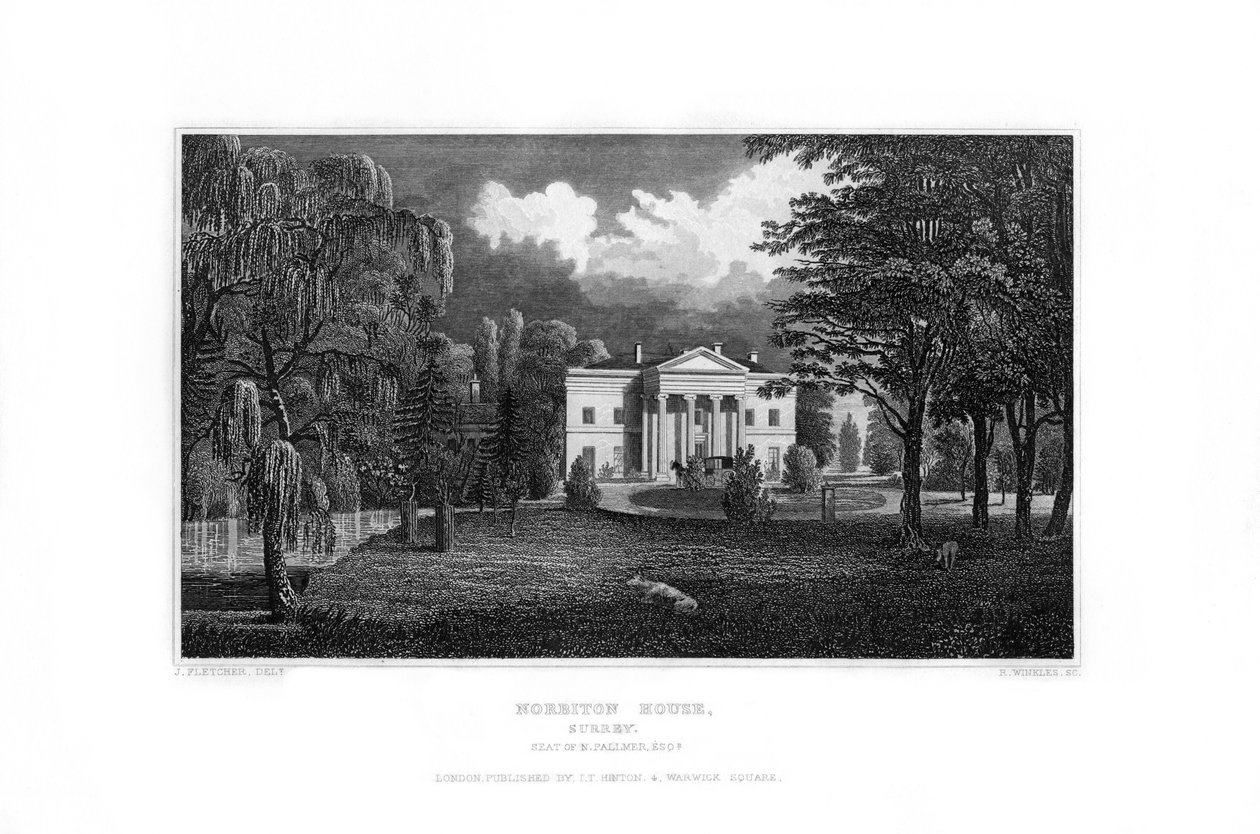 Norbiton House, Kingston upon Thames, Surrey, 1829. af R. Winkles