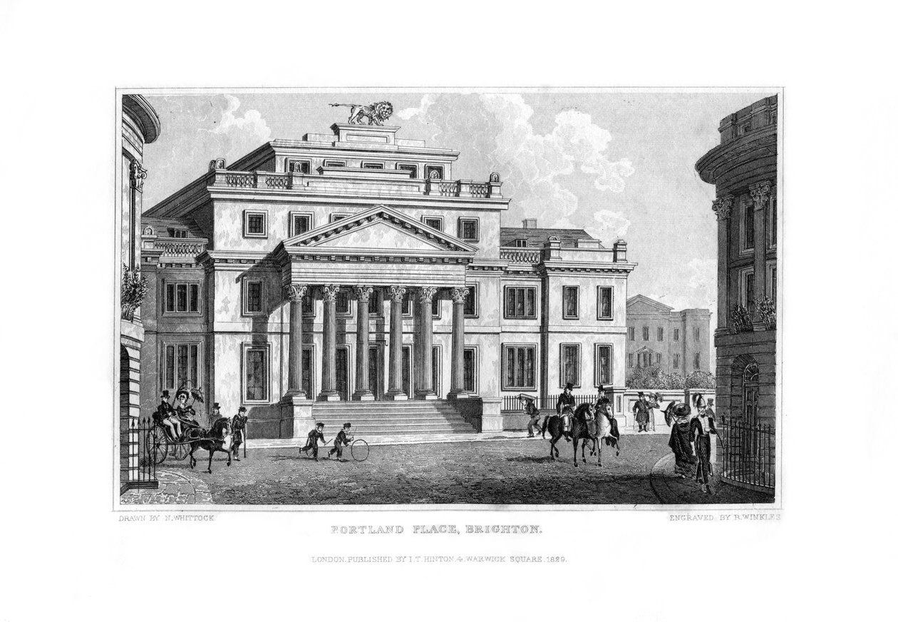 Portland Place, Brighton, East Sussex, 1829. af R. Winkles