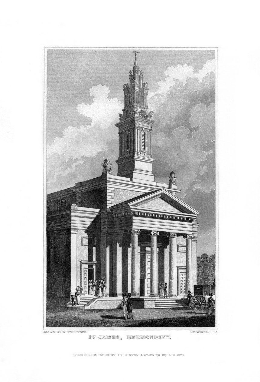 St James, Bermondsey, Surrey, 1829. af R. Winkles