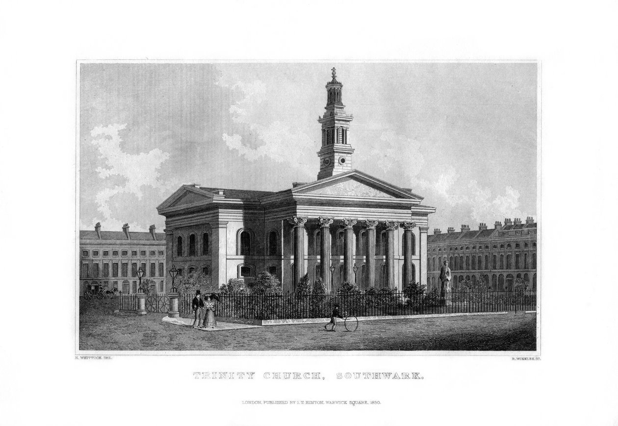 Trinity Church, Southwark, London, 1830. af R. Winkles