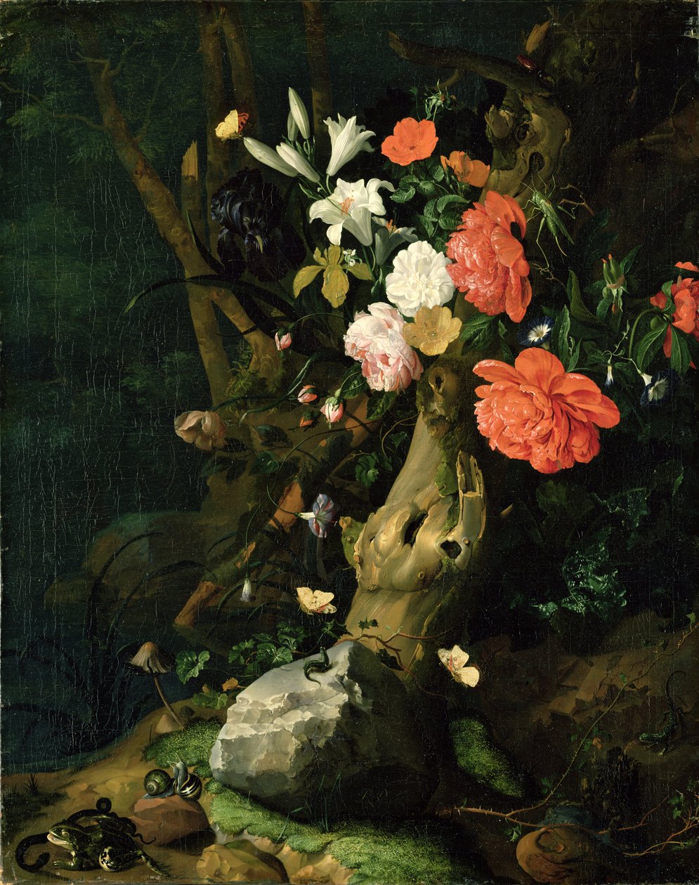 Stilleben af blomster på skovjord, ca. 1690 af Rachel Ruysch