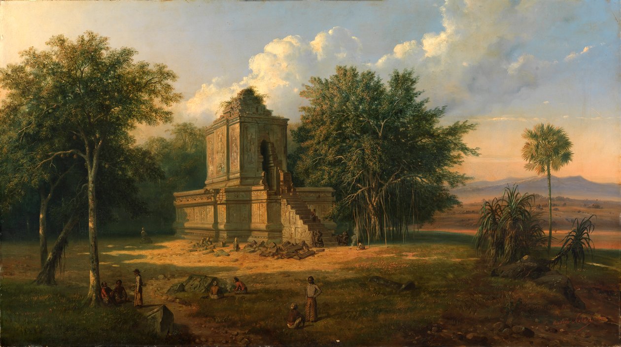 Javanesisk tempel i ruiner, 1860. af Raden Saleh