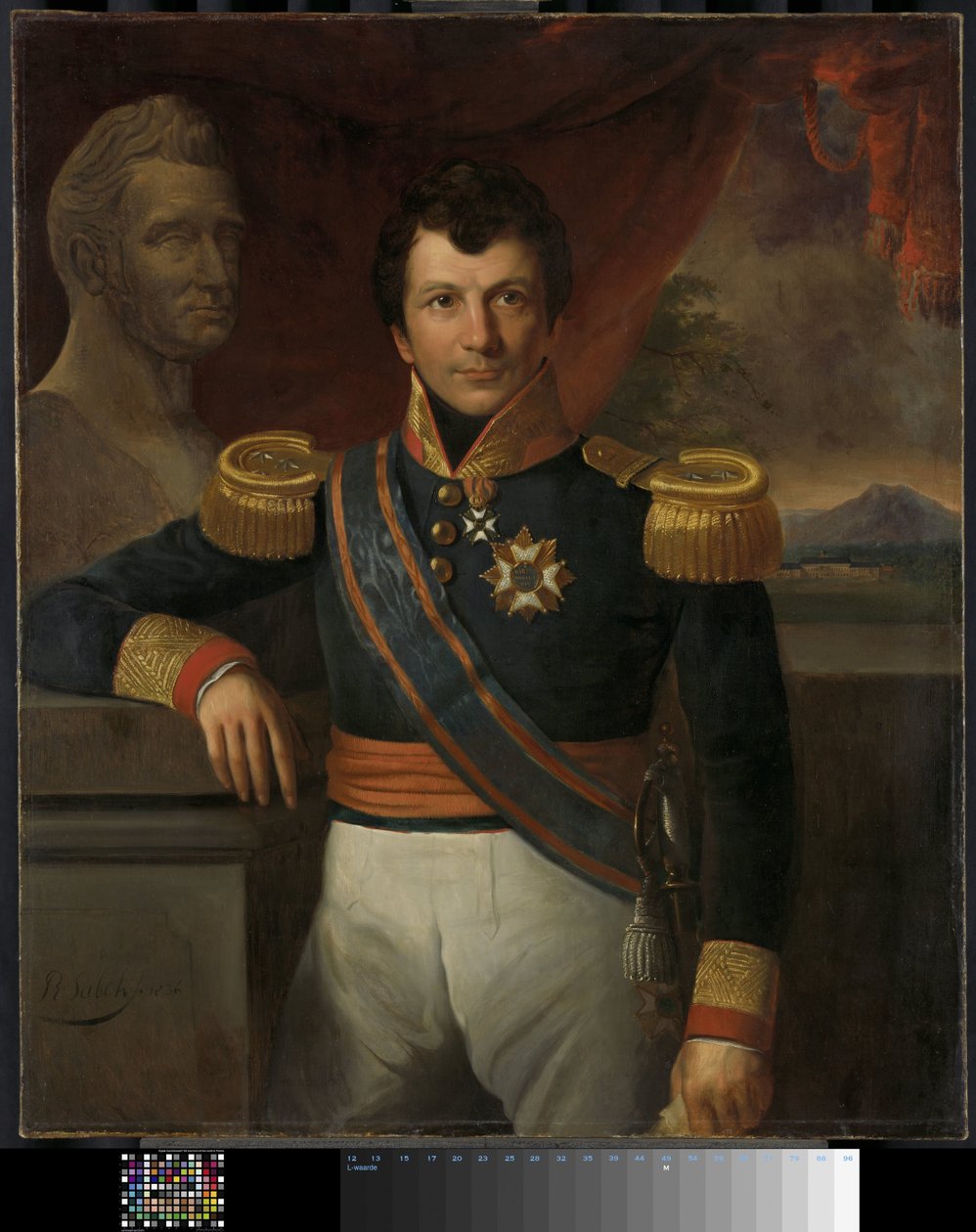 Portræt af John, graf af Bosch, generalguvernør for Hollandsk Ostindien af Raden Sarief Bastaman Saleh