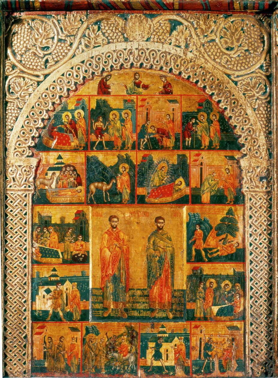 De hellige Cosmas og Damian, af Radoul-mesteren ... af Radoul Master