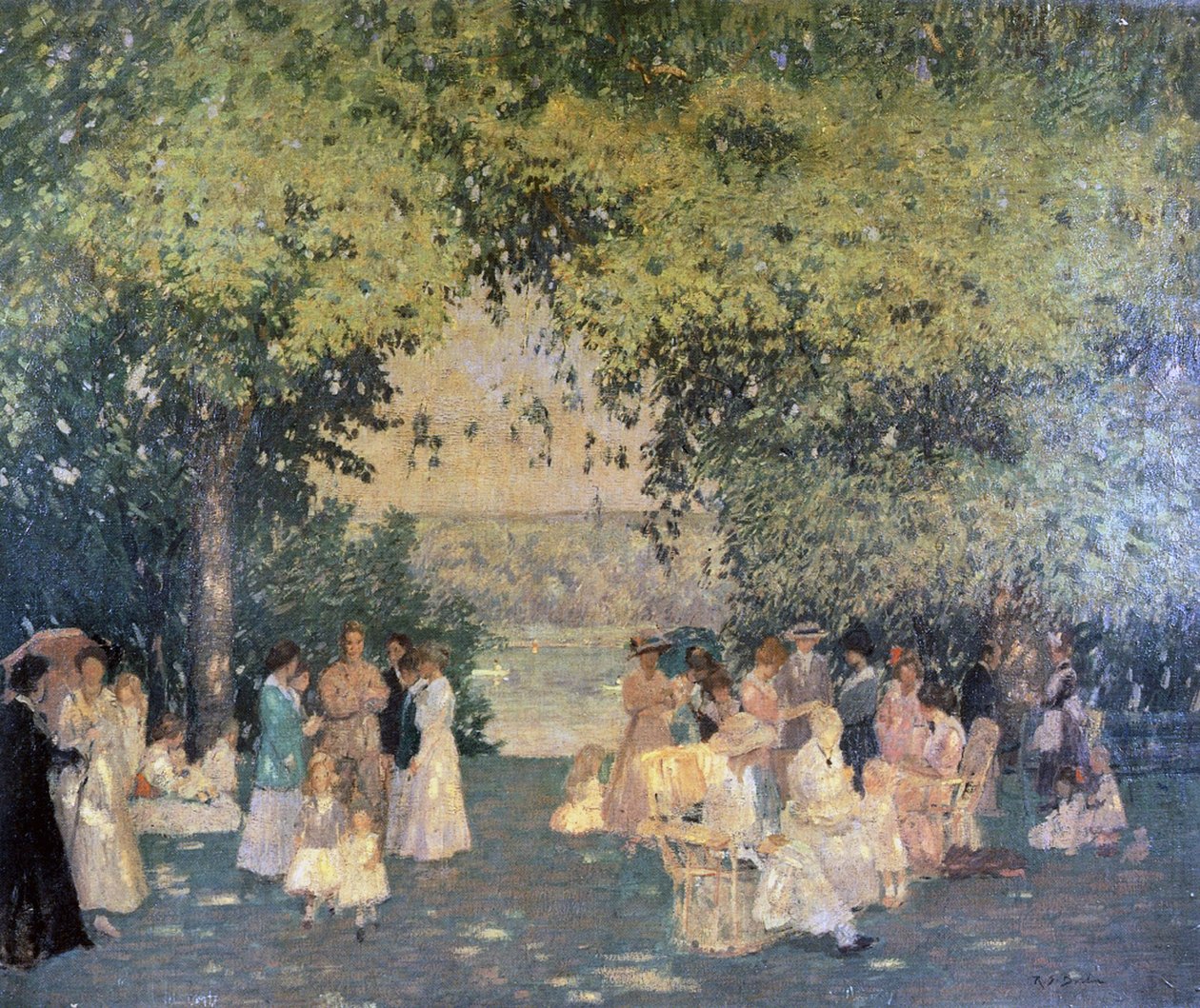 A Summer Gathering, 1920 olie på lærred af Rae Sloan Bredin