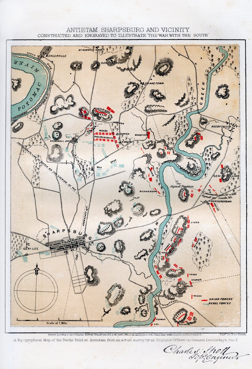 Kort over Antietam, Sharpsburg og Omegn, Maryland, 1862 1862-1867. af Rae Smith