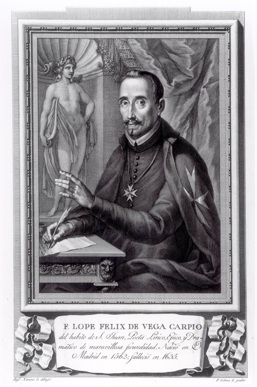 Portræt af Lope Felix af Vega Carpio (1562-1635) graveret af Fernando Selma (1752-1810) af Rafael Ximeno y Planes