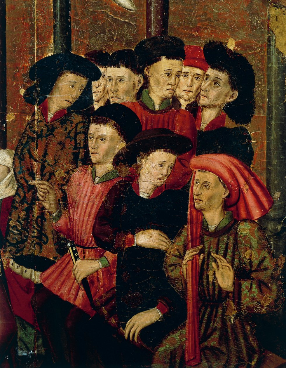 Prædiken, detalje fra San Bernardino-altertavlen, af Joan Figuera og Tomas Rafael (aktiv i anden halvdel af det 16. århundrede), tempera på panel, 399x253 cm. Detalje. af Rafael & Figuera Joan (active c.1454 1477) Tomas