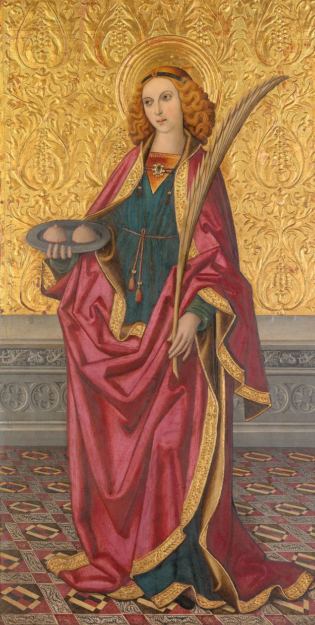Sankt Agatha, ca. 1500 (olie og guld på panel) af Rafael Vergós