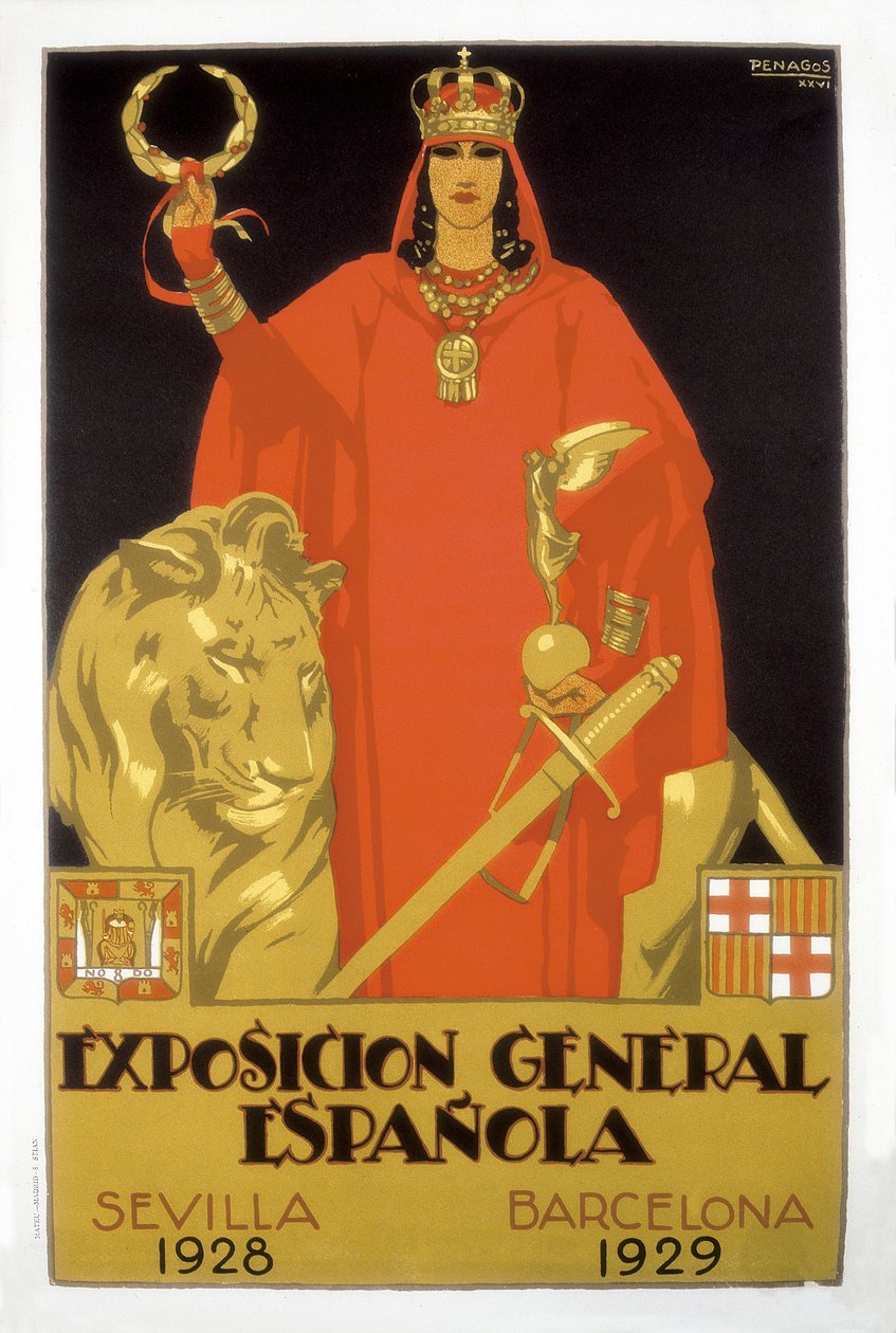 Exposicion General Espanola, Sevilla 1928 - Barcelona 1929 (plakat) af Rafael de Penagos