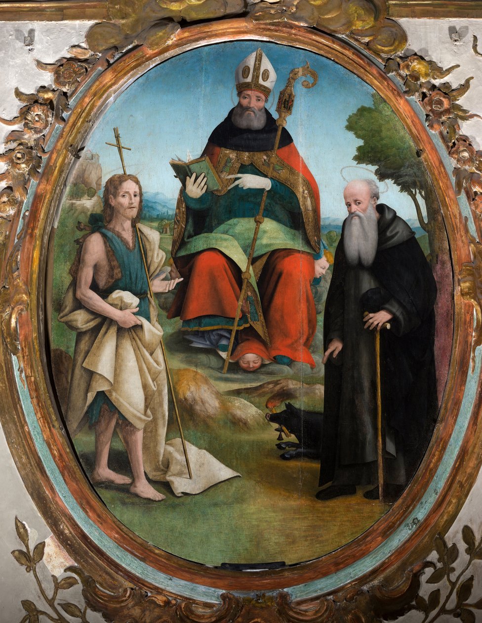 Sankt Augustin-altertavle (Galleani-altertavle), ca. 1522 (tempera på panel) af Raffaele De (fl.1514 1573) Pancalino