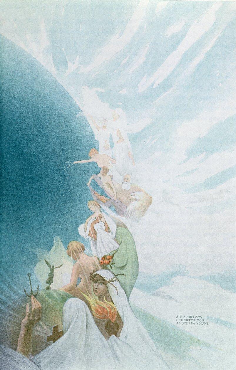 Teaching the Hereafter and Inspiration, illustration til en tekst af Gustave Flaubert (1821-80) fra antologien Nos Invisibles af Charles dOrino, Paris 1907 af Raffaele Mainella