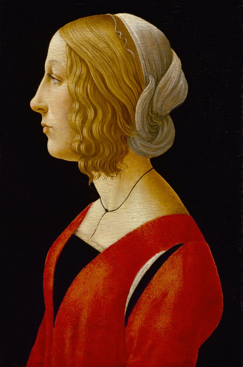 Buste of a Young Woman, ca. 1485-90 (tempera på panel) af Raffaellino del Garbo