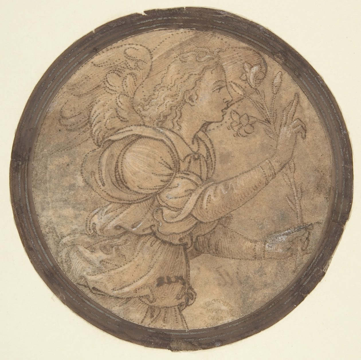Bebudelsens engel tegneserie for et broderi, 1466-1524. af Raffaellino del Garbo