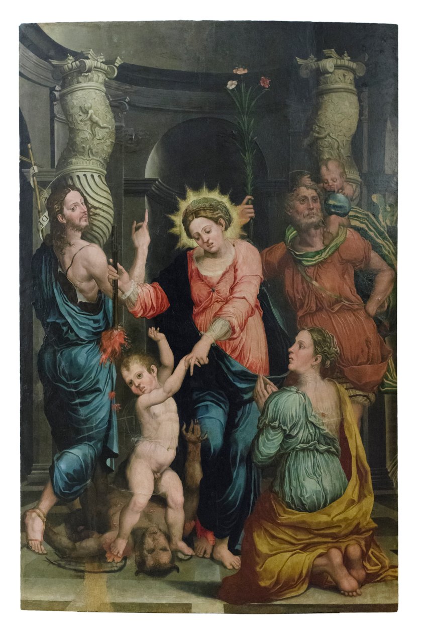Madonna af redningen mellem Johannes Døberen og Kristoffer af Raffaellino di Michelangelo (16th century)